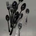 Xideman 16-Piece ​Modern Black Hammered Silverware Set with Ultra Sharp 2-IN-1 Serrated Knives, 18/ 10 Stainless Steel Flatware Set, Titanium ​Plated Cutlery Set Service for 4, Dishwasher Safe