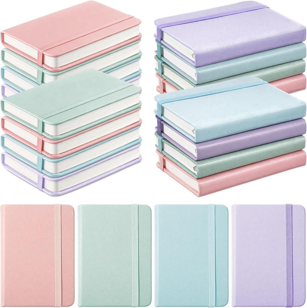 Ceenna 16 Packs Pocket Small Notebook Journals 3" x 4.4" Mini Notebook bulk 192 Pages/96 Sheets Hardcover with Thick Lined Paper A7 Small Notepad Tiny Light Color for Office Home Journey Supplies