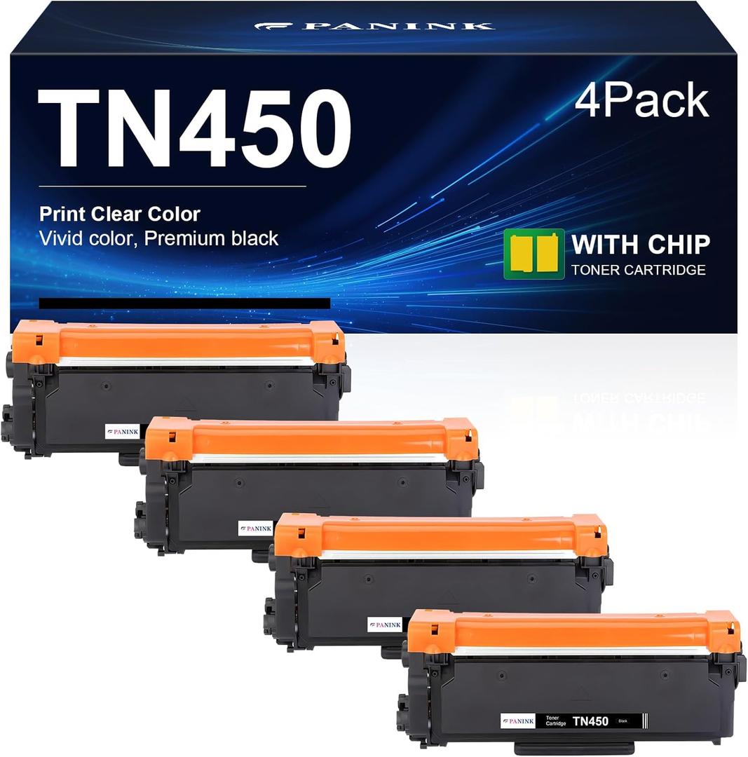 Compatible Toner Cartridge Replacement for Brother TN450 TN-450 TN420 TN-420 Black Toner Cartridge use with HL-2270DW HL-2280DW MFC-7360N MFC-7860DW DCP-7065DN Printer - 4 Black