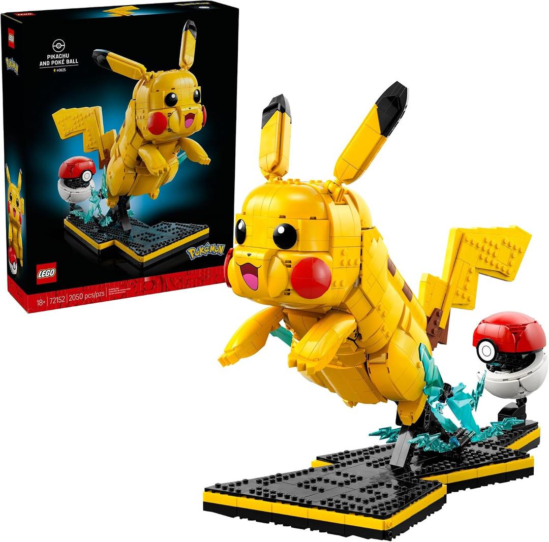 LEGO Pokmon Pikachu and Pok Ball - Collectible Building Sets for Adults, Ages 18+ - Pokmon Figure for Display - Desk, Shelf or Office Decor - Gift for Men & Women - 72152