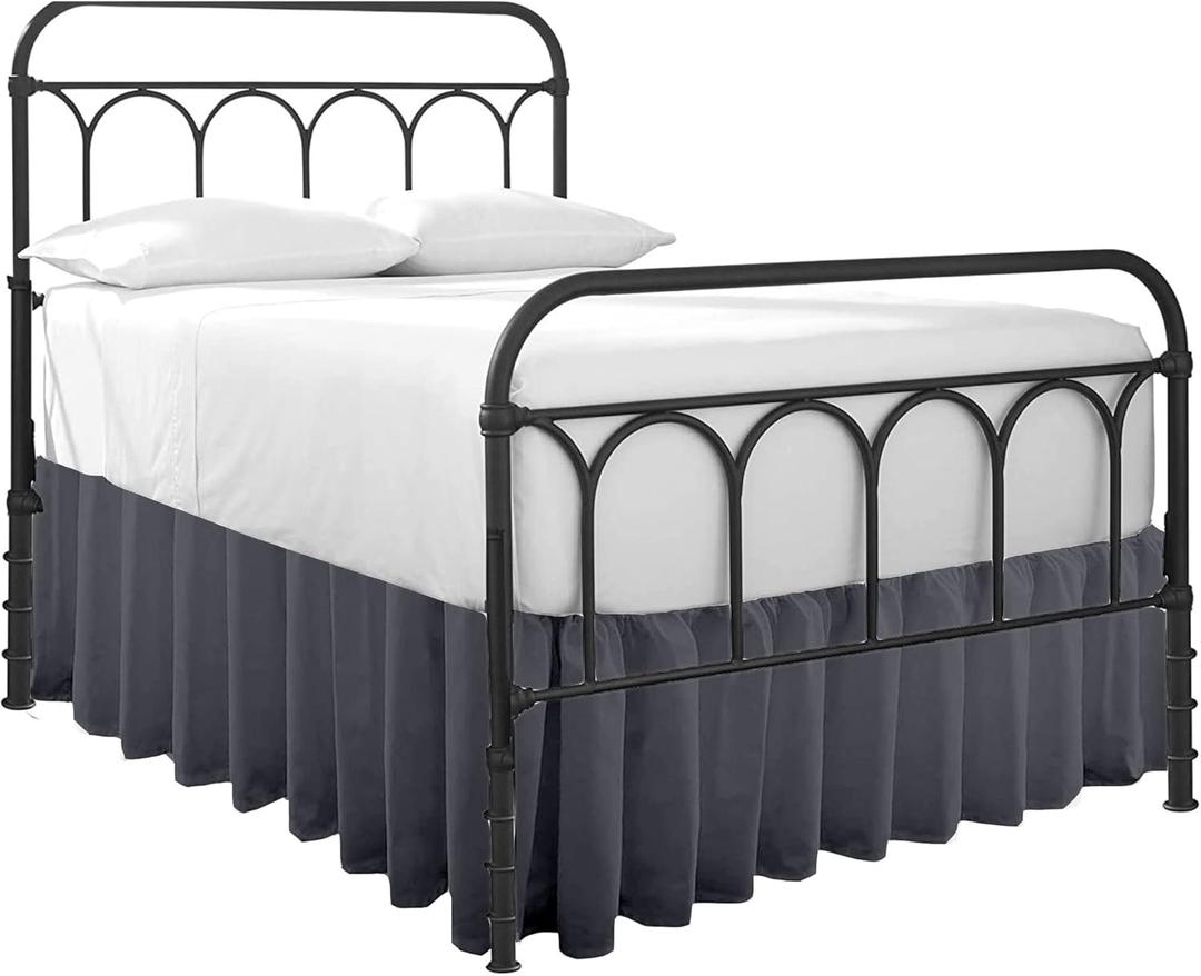 Cottingon Dorm Bed Skirt Twin XL 46" with Split Corners, 100% Microfiber Soft and Stylish, College Room Essential, Extra Long Dust Ruffle for Extended Beds, Dark Grey