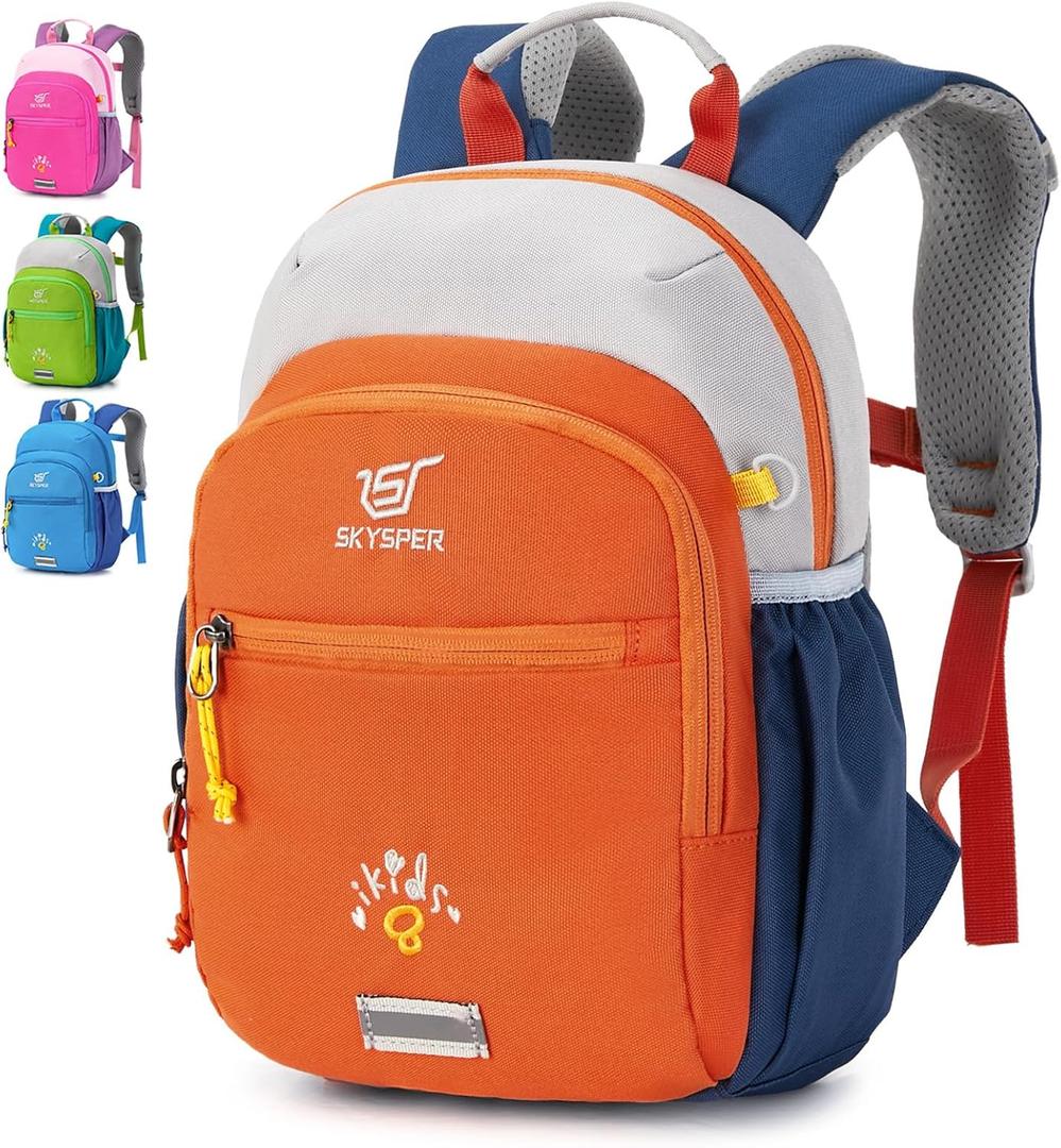 SKYSPER Toddler Backpack for Girls Boys Age 2-8, Cute Small Kids Backpack for Preschool Kindergarten and Travel, Orange