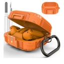 [Upgrade Secure Lock] for Beats Powerbeats Pro 2 Case Cover, LDSXAY Carbon Fiber Shockproof Protective Cover for Powerbeats Pro 2 2025 with Cleaner Kit & Carabiner (Orange)