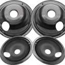 WB31M19 and WB31M20 GE Drip Pans for Electric Stove, 10% Energy Save by Enamel Spraying Prevent Bending and Rust -Includes a Set of 4 Black Stove Drip Pans(2 * 6+2 * 8)