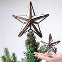 Gejoy 5.5 Inch Mini Christmas Glass Star Tree Topper Miniature Treetop Xmas Treetop Ornament for Tree Home Farmhouse Holiday Party Decorations(Silver, Glass Star)