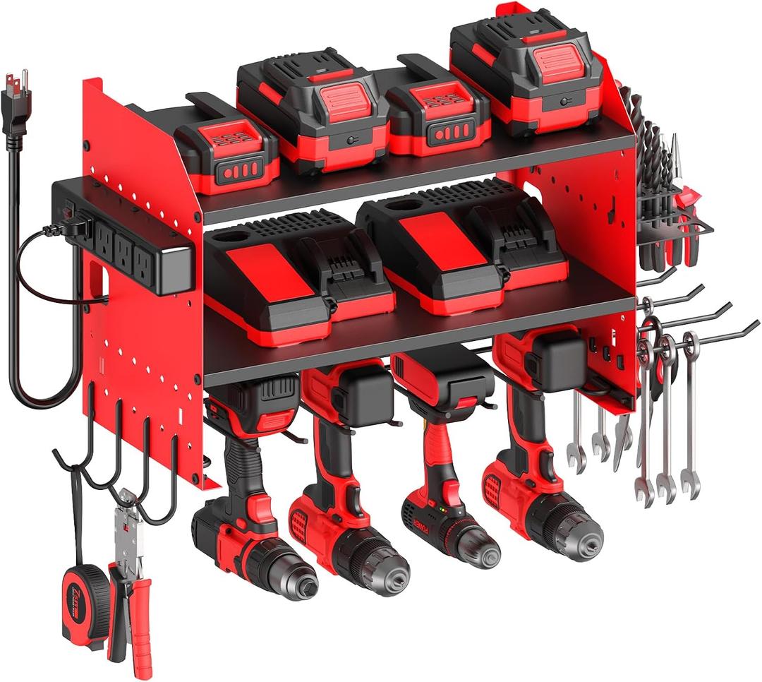 CCCEI Modular Power Tool Organizer Wall Mount with Charging, Red, 1 Pack