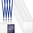 Patelai 50 Pcs 4 x 5.5 Inch Clear Passport Holders with Lanyard Extra Large PVC Card Holder Waterproof Name Badge Holder for Cruise Vacation Credit Card Plane Ticket Receipt (Blue)