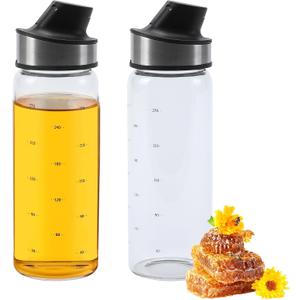 2 Pcs Honey Dispenser No Drip,Glass Honey Pot for Coffee Maple Syrup Dispenser Salad Dressing Dispenser,Honey jar Leak-Proof Oil Pot for Home Kitchen Essential Storage Holder 300ml/10oz