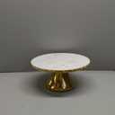 Mud Pie Marble Pedestal Cake Serving Stand, Gold, 6" x 11" dia