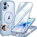 Miracase for iPhone 17 Case 6.3'', Full-Body Military Grade Drop Protection Outdoor Phone case with Built-in Glass Screen &Camera Control,Easy Installation,No Gap,Compatible with MagSafe,Light Blue