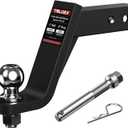 Trailer Hitch Mount with 2-Inch Ball, Fits 2-in Receiver, 6" Drop, 7,500 lbs, Includes 5/8 Screw-in Hitch Pin