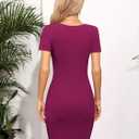 Missufe Women's Summer Boat Neck Short Sleeve Cut Out Knit Bodycon Casual Dress (M)