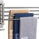 NearMoon Swivel Towel Rack, 13.8" Thicken 304 Stainless Steel 4-Arm Towel Bar, Space Saving Wall Mounted Towel Holder with Hook, Rustproof Swing Out Towel Hanger for Bathroom, Kitchen (Chrome Finish)