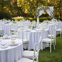 Fitable 6 Pack White Round Tablecloths  120 Inches in Diameter  Stain Resistant and Washable Table Clothes, Polyester Fabric Table Covers for Wedding, Party, Banquet, Formal Events