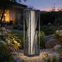 Solar Yard Outdoor Solar Floor Lamp Resin Wicker Solar Light Outdoor Waterproof for Yard, Garden, Pathway, Deck, Dazzle Dance (Grey)