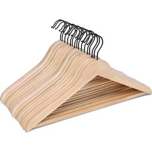 Amazon Basics Wood Suit Clothes Hangers for Closet Organizer, Natural Set of 16