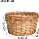 Handwoven Wicker Storage Basket with Wooden Beads, Decorative Round Organizer for Home & Nursery, Boho Chic Decor
