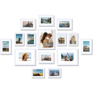 15 Pack Picture Frames Collage Wall Decor for Wall Hanging or Tabletop, Gallery Wall Frame Set for Family, Multi-Size Photo Frames Collage Including 3Pcs: 8x10, 6Pcs: 5x7, 6Pcs: 4x6, White