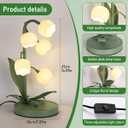 Flower Table Lamp for Bedroom,3 Colors Flower Reading Light with 5 Lily of The Valley, Cute Desk Lamp Bedside Lamps for Nightstands Home Decor,Soft Reading Night Light for Bedroom Living Room Office