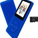 MP3 Player 32GB with Speaker Earphone Portable Mini Blue Music Player Support Voice Recorder E-Book 1.8 inch HD Screen Support up to 128GB