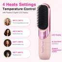 Go Brush Pro 2026 Cordless Hair Straightener Brush, 300 Million Negativelonic Portable Hair Straightener Comb for Women with 4 Temps Fast Heating, LCD Display, MCH Ceramic Coating, Smooth Frizz