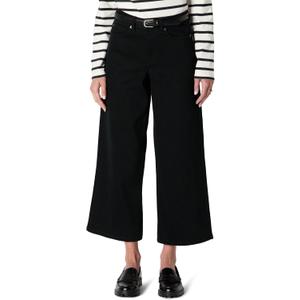 Essentials Women's Women's Low Stretch High-Rise Wide Leg Crop Jean, Black, 20