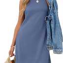 Sampeel Dresses for Women 2025 Casual Summer Sundresses Sleeveless Tank Dress Fashion Outfits (Large, Blue)