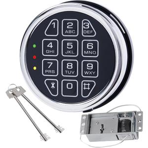 Gun Safe Lock with Programmable Electronic Keypad, Password Electromagnetic Lock with 2 Override Keys, Lock Fits High Security Safe Box and Security Cabinet (Solenoid with Override Keys)
