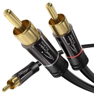 RCA/Phono Y Cable – 10ft Long – 1 to 2 RCA/Phono, Stereo Audio Cable (Coax, Male/Male Plugs, Analog/Digital, Adapter for subs/amps/Hi-Fis/Home Theater/receivers, Black)