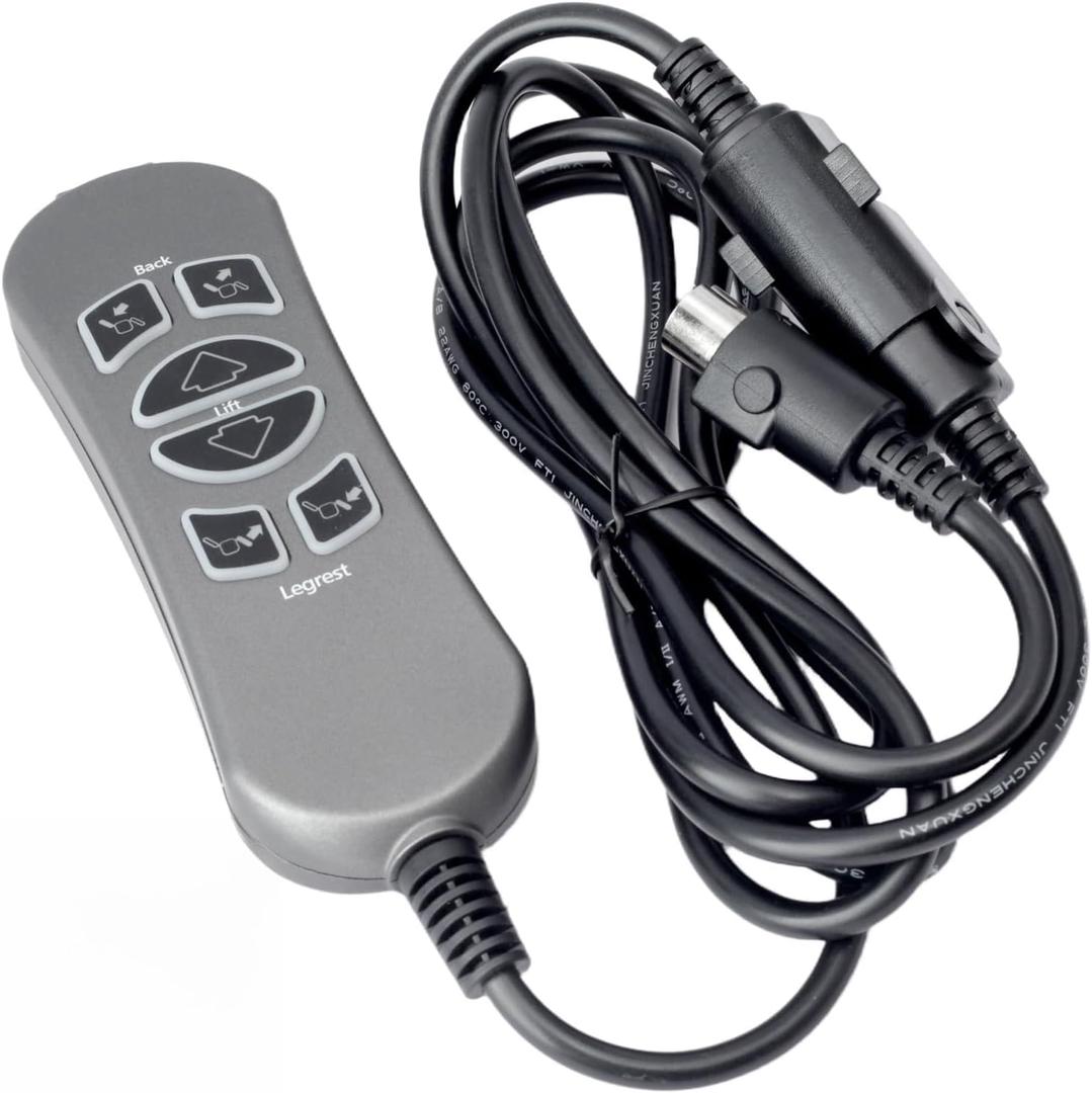 YUXIVCNE MLSK89-A2 6 Function Key 5 Pin Prong Controller Compatible with Lift Chair with USB and Backlit, Black Hand Control Handset for Electric Recliner
