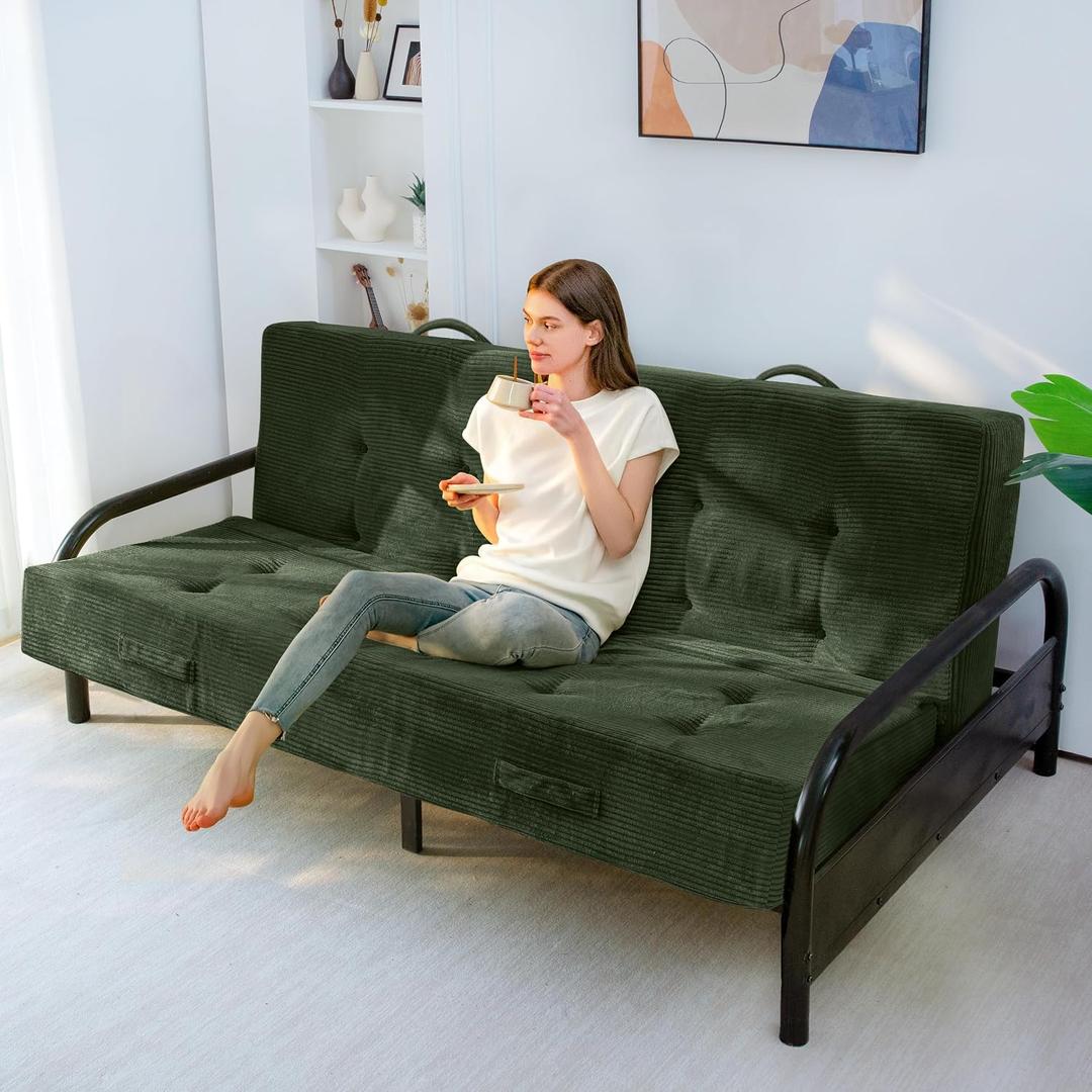 MAXYOYO Foldable Mattress, 8-Inch Tufted Futon Mattress with Handles, Full