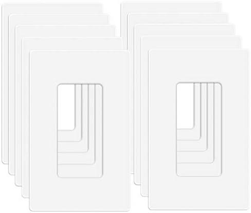 MLLIZH 10 Pack 1-Gang Screwless Wall Plate, Decora Outlet Cover Plates, 4.57” H x 2.76” L, for Light Switch, Dimmer, GFCI, USB Outlet