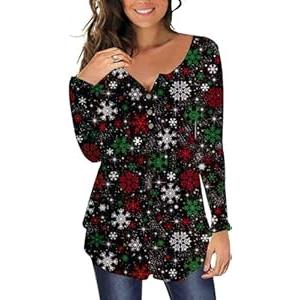 Roshop St Patricks Day Tunic Women Button Up Henley V-neck Loose Fit Lucky Irish Shamrock Shirt Tops SDX3 XL