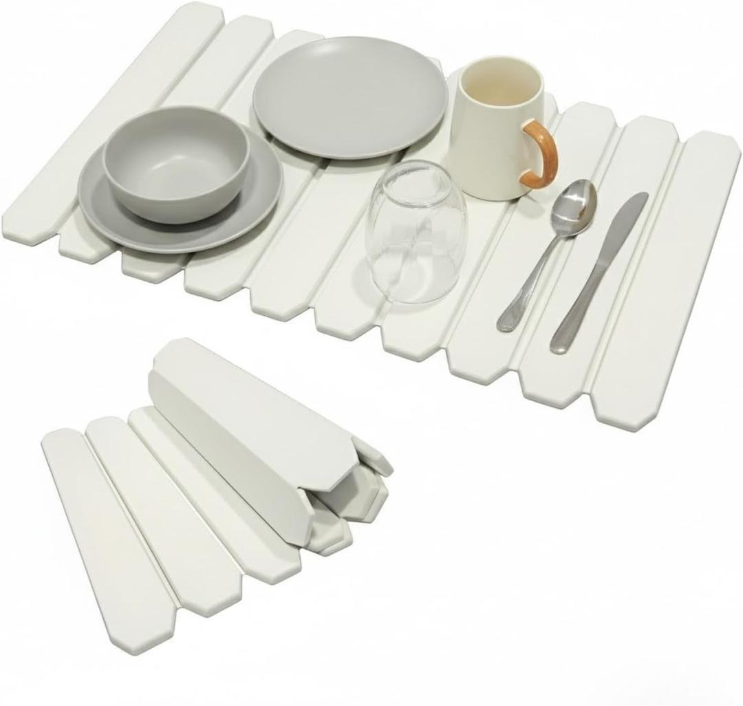 Diatomaceous Earth Stone Drying Mat 24”×16" - Ultra Fast Absorbent Kitchen & Bath Mat, Foldable Non-Slip Design for Dishes, Pets & Plants