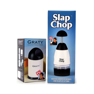 Original Slap Chop Slicer with Stainless Steel Blades & Cheese Graty | Manual Food Chopper & Twist Grater for Cheese, Vegetables, Salad Toppings, & More | Lightweight & Easy to Clean