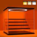 Acrylic Display Case with Adjustable LED Light, 5 Tier Clear Display Box Dustproof Showcase for Action Figures, Collectibles and Mini Toys, Assembly Display Cabinet(Black 12.512.211.8in)