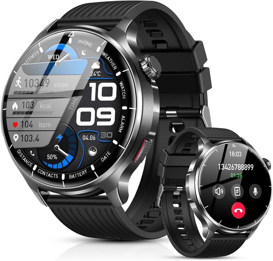 Smart Watch for Men, 1.52" HD Fitness Tracker with Blood Pressure SpO2 Heart Rate Sleep Monitor, 110 Sports Modes, 1000mAh Battery Watches for Men Compatible with Android iPhone