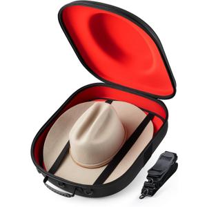 Cowboy Hat Travel Case Crushproof Carrier for Cowboy, Panama & Tweed Hats with Carrying Handle, Shoulder and Luggage Strap, For Travel and At-Home Storage (Large) (Red) Cowboy Hat Travel Case Crushproof Carrier for Cowboy, Panama & Tweed Hats with Carrying Handle, Shoulder and Luggage Strap, For Travel and At-Home Storage (Large) (Red)