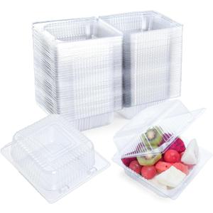 100 Count Clear Plastic Containers with Lids for Food, Thickened Disposable Sandwich Containers Clamshell Boxes for Cake Slice, Dessert, Hamburger, Salad, Pastry, Fruits, Takeout Tray