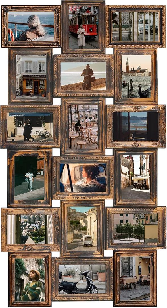 Jerry & Maggie 4X6 Collage Picture Frames for Wall Decor, 18 Opening Collage Wall Hanging for 6x4 Photo, Multi Picture Frame Set with One-piece Design Gold