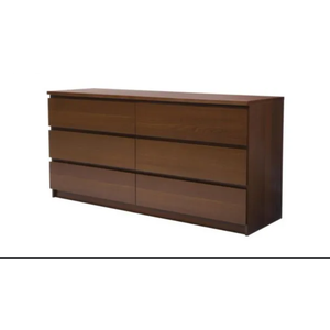 Chrangmay 6 Drawer Dresser,47" Wide Mid Century Chest of Drawers,Wooden Bedroom Drawer Dresser with 6 Storage Drawers for Bedroom,Living Room,with Anti-Tipping Device,Dark Walnut