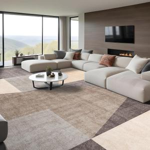 Washable Modern Area Rug: 10x14 Large Geometric Area Rugs for Living Room & Bedroom with Non-Slip Backing Modern Geometric Carpet for Living Room Brown Grey 10'x14'. Washable Modern Area Rug: 10x14 Large Geometric Area Rugs for Living Room & Bedroom with Non-Slip Backing Modern Geometric Carpet for Living Room Brown Grey 10'x14'.