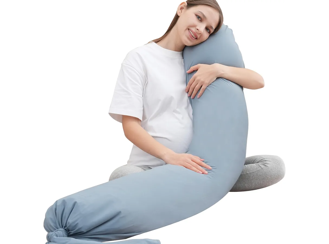 MOON PARK Pregnancy Pillow - Incredibly Smooth and Soft Cooling Cover I Shaped Full Body Maternity Pillow with Removable Cover - Support for Side, Back, Legs, Belly, HIPS - Grey