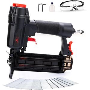 AEROPRO Tools Pneumatic Brad Nailer, 18 Gauge Air Brad Nail Gun with 1000pcs Nails for Upholstery, DIY Project, Woodworking