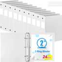 Henoyso 24 Pack 3 Ring Binder 2 Inch Binder for School Office, White