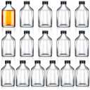 Patelai 32 Pcs Mini Glass Bottles Bulk with Caps Clear Flask Liquor Bottles Empty Alcohol Shot Bottling DIY Groomsmen Bridesmaids Valentine Wedding Gift for Vodka Beverages Whiskey Oil (50 Ml/ 1.7oz)