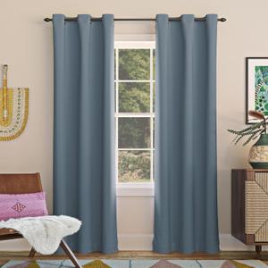 Sun Zero Easton Energy Saving Blackout Grommet Curtain Panel, 40" x 63", Denim Blue