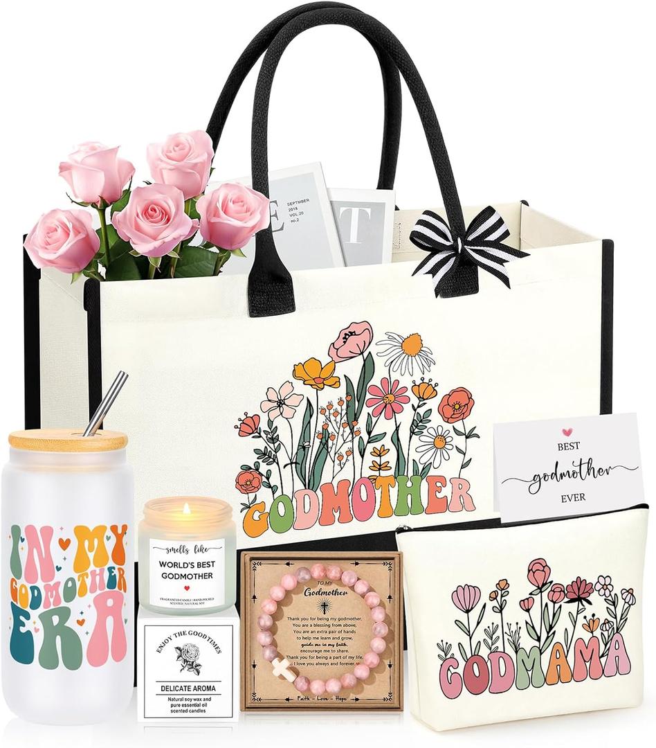 Godmother Proposal Gift, Will You Be My Godmother | Christmas Mothers Day Birthday Gifts for Godmother Godmom Basket Set of 7