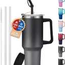 ICIOI 40 oz Stainless Steel Vacuum Insulated Tumbler with Lid and Straw for Water, Iced Tea or Coffee, Spill Proof Water Bottle with Handle, Leak Resistant Travel Mug Car Cupholder Friendly