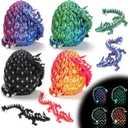 4 Pcs 3D Printed Dragon Glow in The Dark with Eggs, Dinosaur Eggs Fidget Toys for Kids, Birthdays, Christmas, Halloween Decorations Gifts Indoor Outdoor for Girls Boys